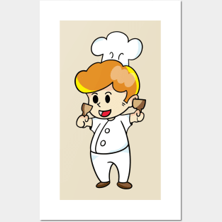 chef cartoon character  drawing design Posters and Art